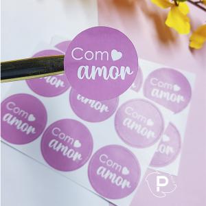 Adesivos amor - Pronta entrega Couchê 80g redondo 3x3 4x0  Corte Redondo 