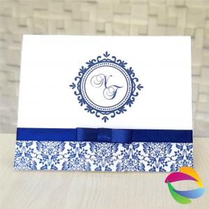 Convite de Casamento Azul Royal Offset 180g    Corte Reto 