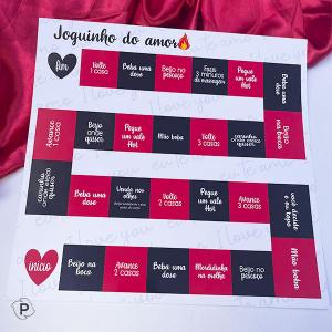 Jogo de Tabuleiro Dia dos Namorados   4x0  Corte Redondo Tabuleiro + instrução + Vales - Dois peões nome personalizado
